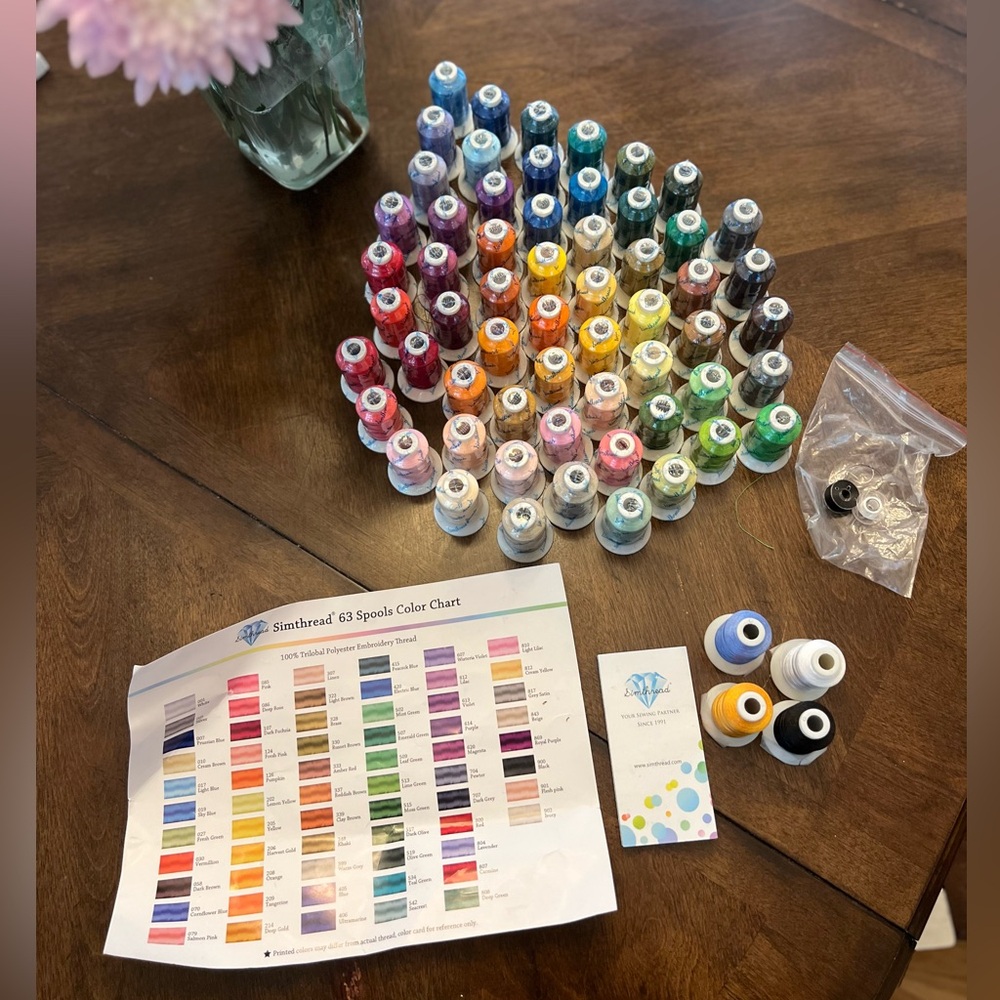 Simthread Polyester Embroidery Thread Lot – 63 Spools – 120D/2 – 550y/500m
